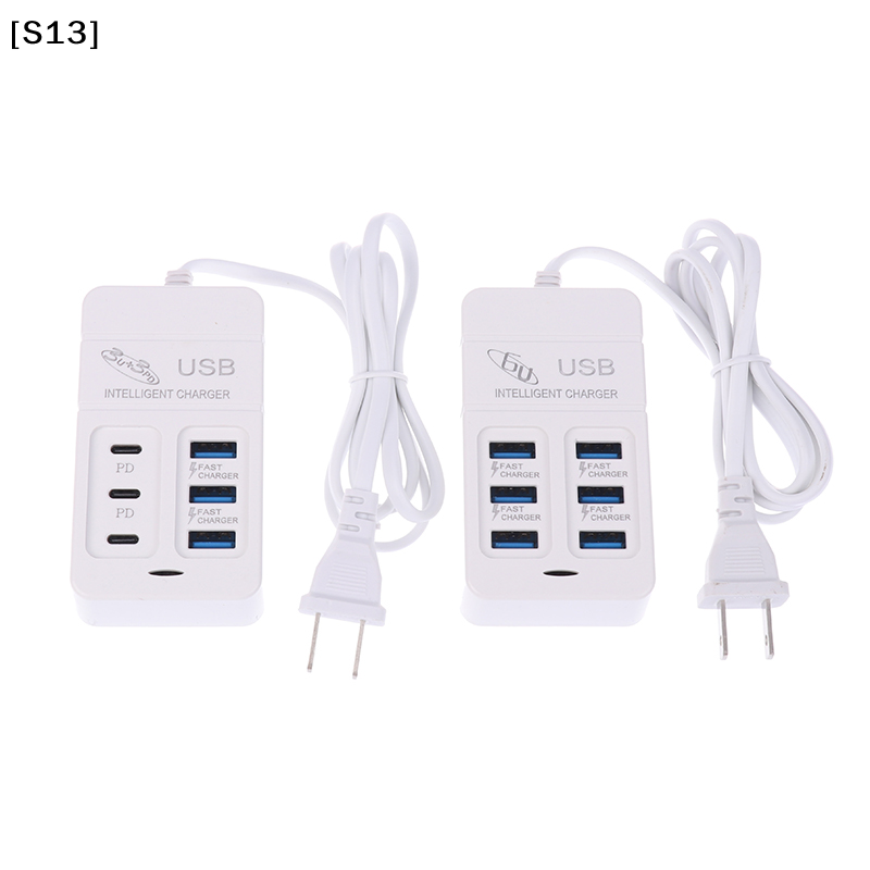 Type C Multiport Adapter - 1PC US Plug 6Ports Multiport USB