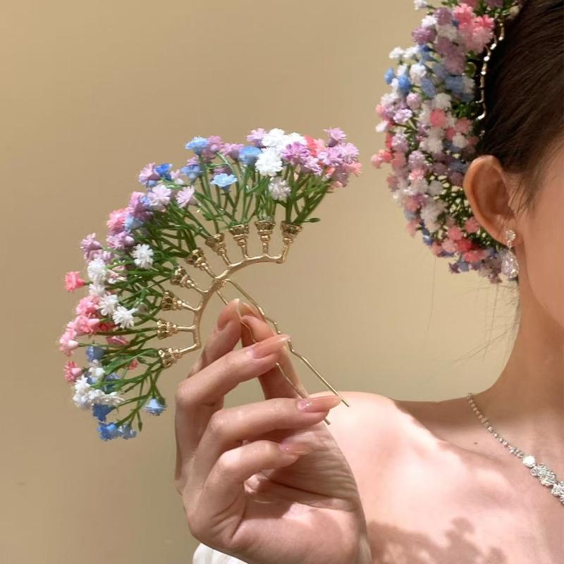 Tech Hair Accessories - Artificial Flower Bridal Wedding Hairpin U