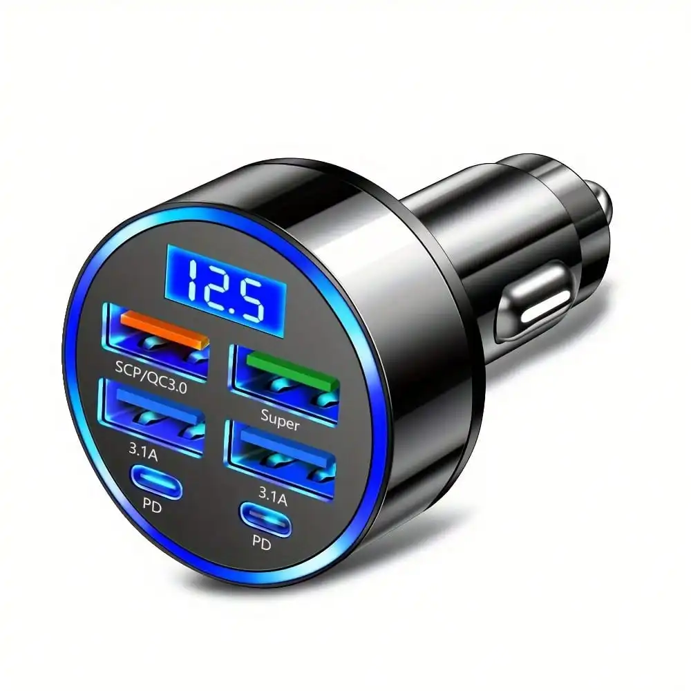 Type C Multiport Adapter - Multi-Port 2PD 4USB Car Charger Fast