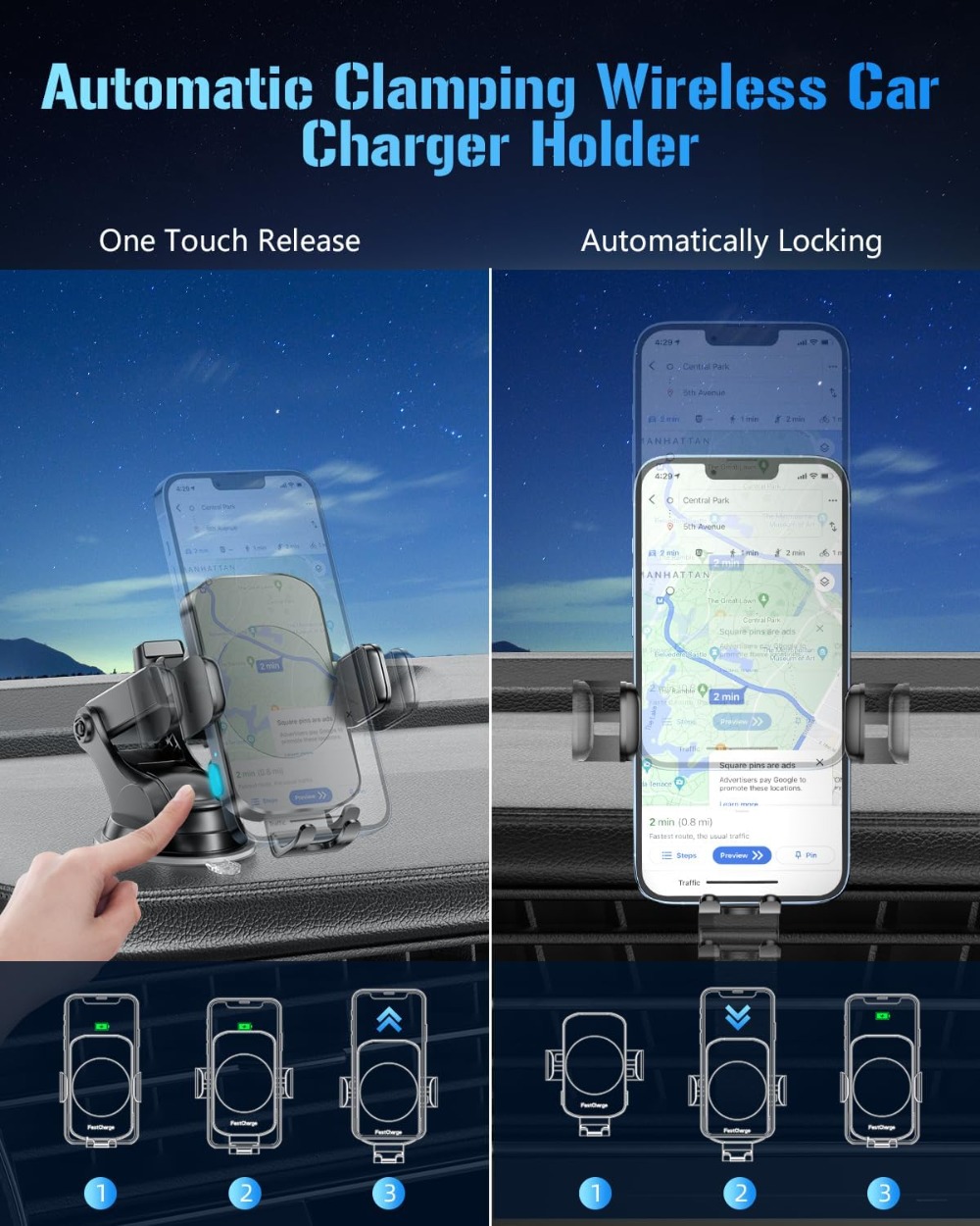Wireless Car Charger, Fast Cha - Wireless Charger 3 In 1 ulasan dan harga