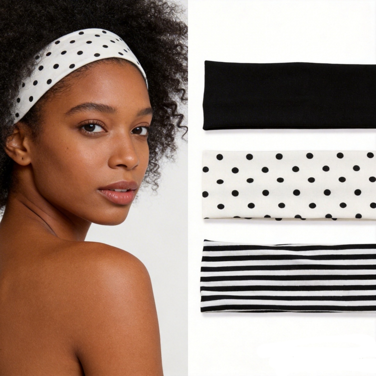 3Pcs Black & White Polka Dot S - Tech Accessories ulasan dan harga
