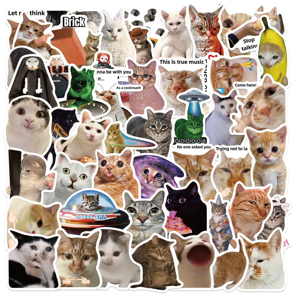 50PCS Viral Cat Meme Stickers  - Tech Gear Accessories ulasan dan harga