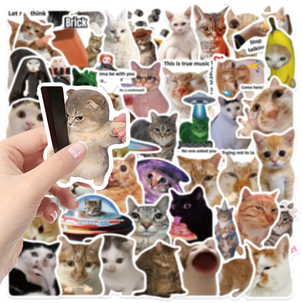 50PCS Viral Cat Meme Stickers  - Tech Gear Accessories ulasan dan harga