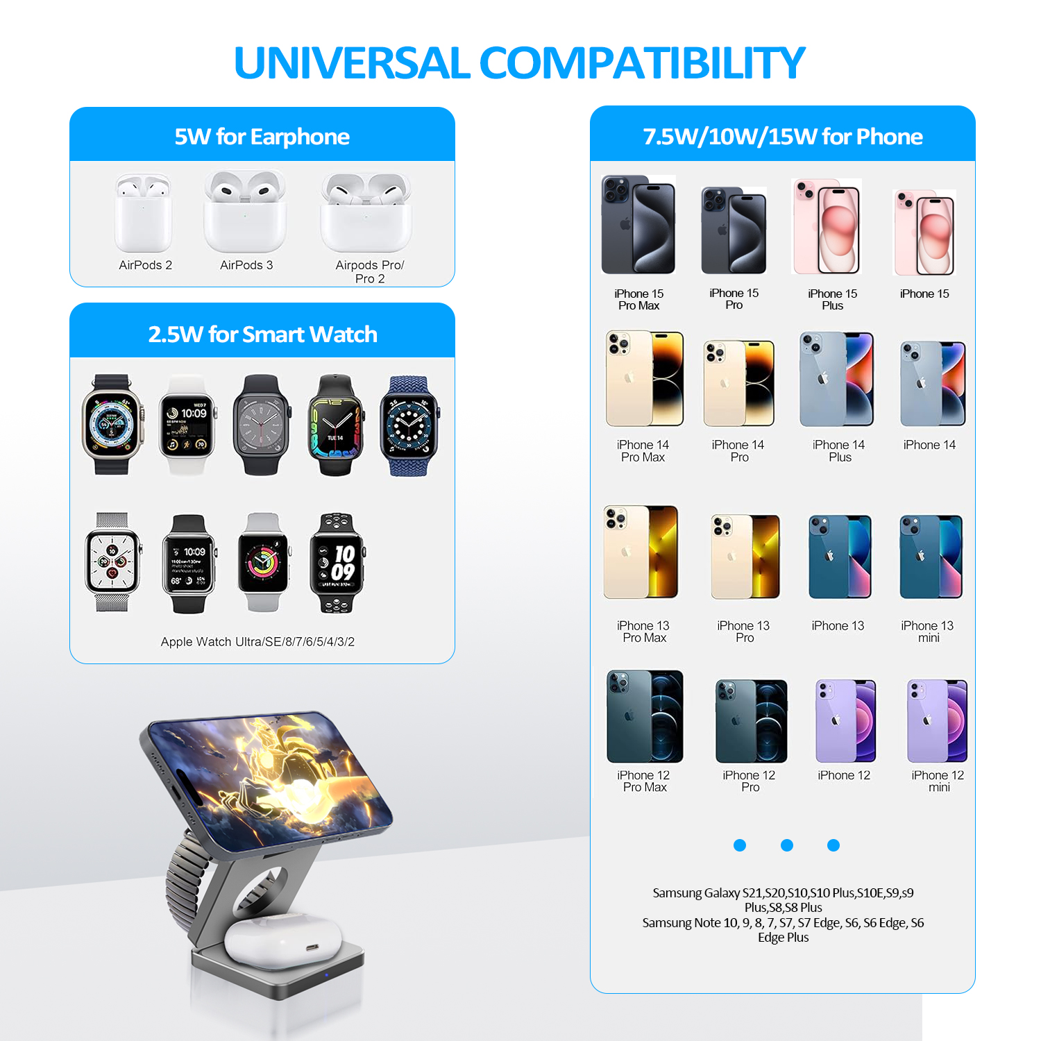 15W 3 in 1 Magnetic Wireless C - Wireless Charger 3 In 1 ulasan dan harga