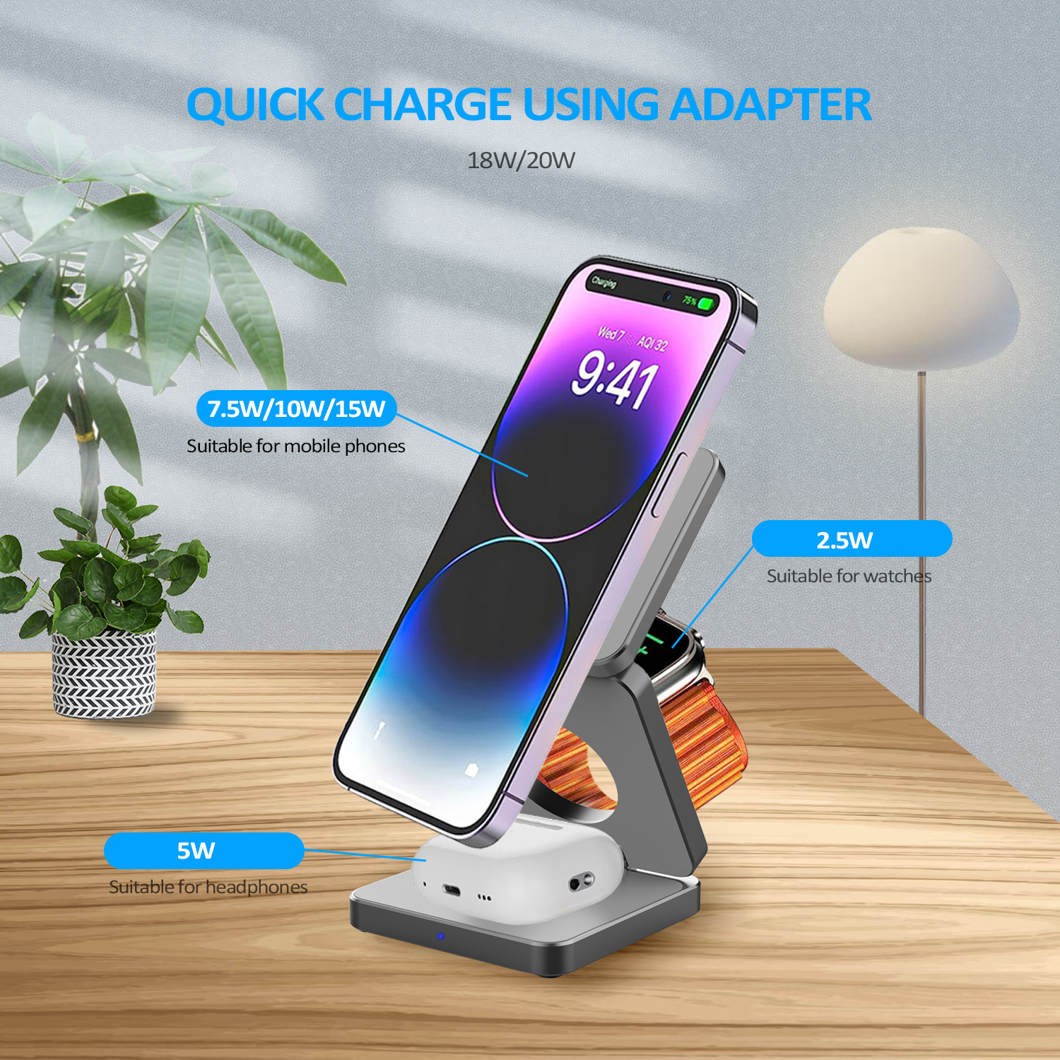 15W 3 in 1 Magnetic Wireless C - Wireless Charger 3 In 1 ulasan dan harga