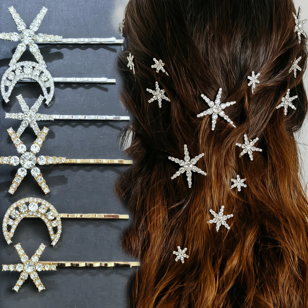 3/4 pcs set Crystal Star Hairp - Tech Hair Accessories ulasan dan harga
