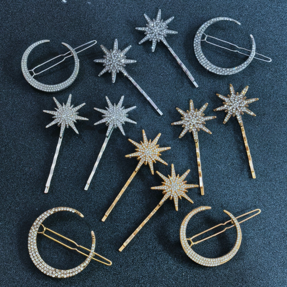 3/4 pcs set Crystal Star Hairp - Tech Hair Accessories ulasan dan harga
