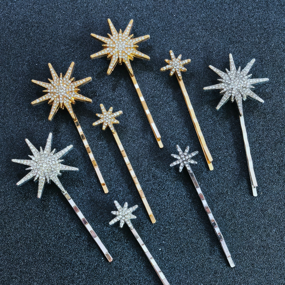 3/4 pcs set Crystal Star Hairp - Tech Hair Accessories ulasan dan harga