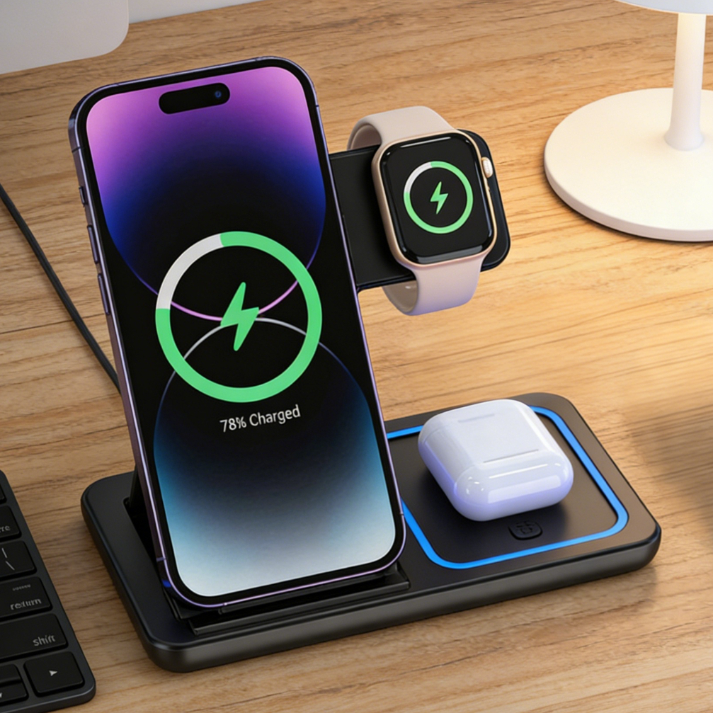 Foldable 3 in 1 Wireless Charg - Wireless Charger 3 In 1 ulasan dan harga